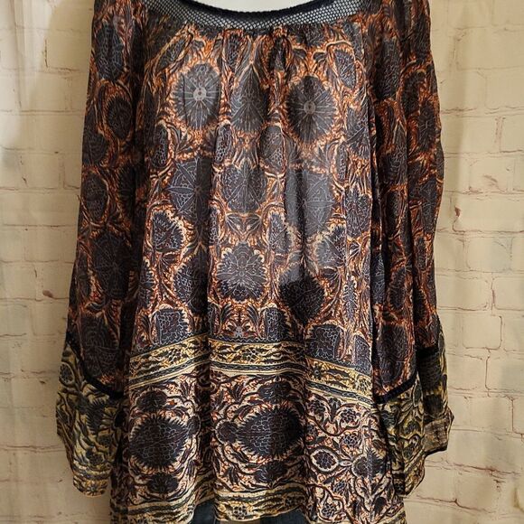 NWOT Plenty by Tracy Reese Anthropologie Chiffon Boho Print Peasant Top sz.S - Picture 3 of 8